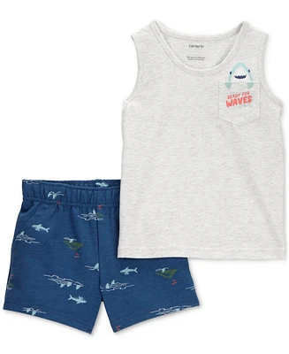 Carter's Toddler Boys Shark Tank Top & Printed Shorts, 2 Piece Set