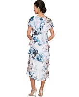 Sl Fashions Women's Floral-Print Tiered Midi Dress