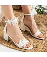 Flora Lace Bridal Low Heel Sandals