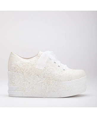 Claudine Lace Bridal Platform Sneakers