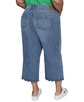 Karl Lagerfeld Paris Plus High-Rise Scalloped-Hem Jeans