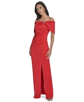Jessica Howard Women's Off-The-Shoulder Scuba Gown