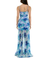 Juniors' Bax Shirred Slit-Front Sleeveless Gown, Created for Macy's