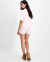 Love Tribe Juniors Cinnamoroll Bow T Shirt Pull On Lounge Shorts