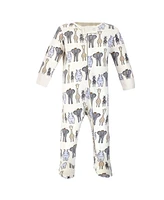 Hudson Baby Boys Cotton Zipper Sleep and Play 3pk, Royal Safari, 6-9 Months