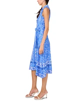 Msk Petite Printed Tie-Waist Fit & Flare Dress