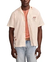 Lucky Brand Men's Embroidered Short Sleeve Camp Collar Shirt