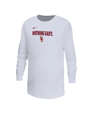 Nike Big Boys and Girls White Usc Trojans 2025 Legend Bench Long Sleeve T-Shirt