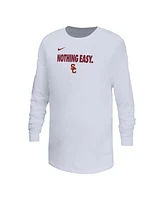 Nike Big Boys and Girls White Usc Trojans 2025 Legend Bench Long Sleeve T-Shirt