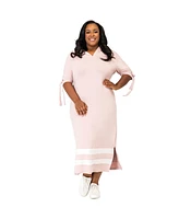 Poetic Justice Plus Cut Out Tie-Sleeve Hoodie Maxi Dress