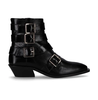 Eras Black Leather Ankle Boots