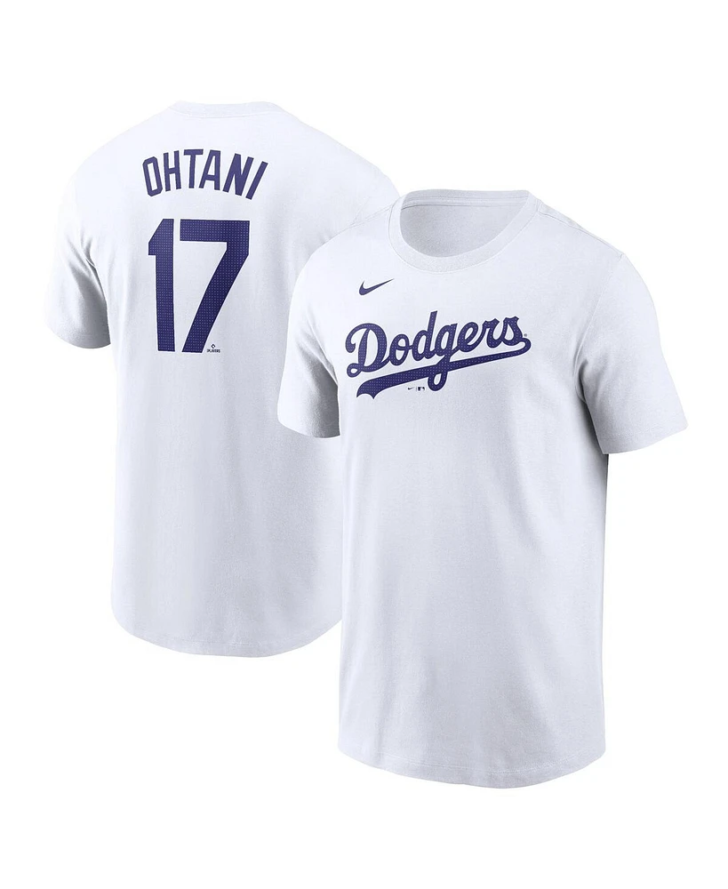 Nike Men's Shohei Ohtani White Los Angeles Dodgers 2024 Fuse Name Number T-Shirt