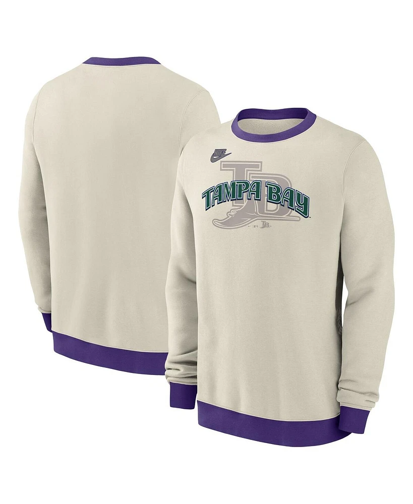 Nike Men's Cream Tampa Bay Rays Cooperstown Collection Fleece Pullover Sweatshirt