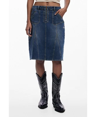 Desigual Women's Embroidered denim skirt