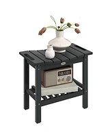 Outsunny Shower Bench, Hdpe Stool with Storage Shelf,