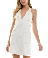 City Studios Juniors' Beaded Halter Mini Dress