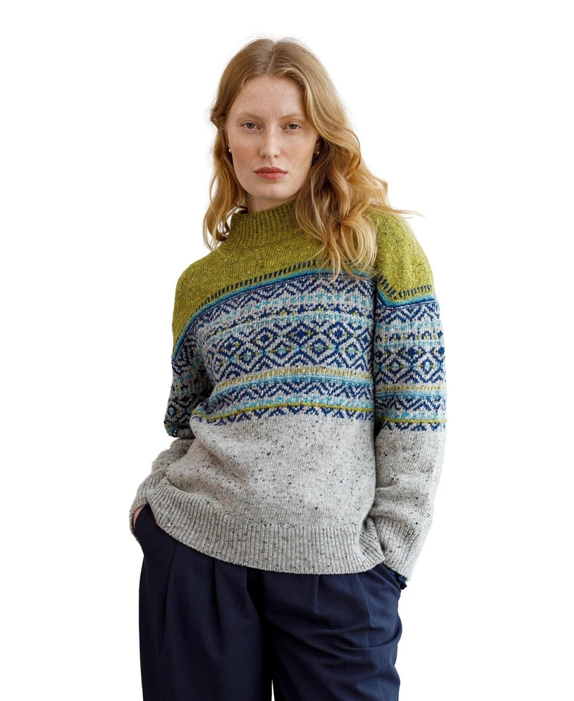 Celtic & Co. Women's Donegal Fair Isle Funnel Neck Sweater