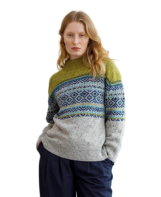 Celtic & Co. Women's Donegal Fair Isle Funnel Neck Sweater