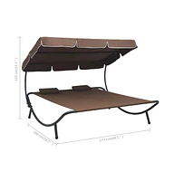 Patio Lounge Bed with Canopy and Pillows