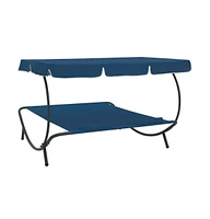 Patio Lounge Bed with Canopy and Pillows