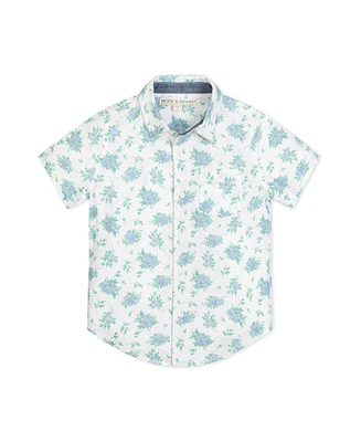 Hope & Henry Baby Boys Linen Short Sleeve Button Down Shirt