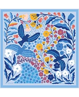 Jessie Zhao New York Double Sided Wool Silk Scarf Of Blue Bird