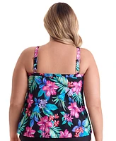 ShapeSolver by Mimi Flamingo Women's Barcelona Blues High Neck Tankini Swimsuit Top