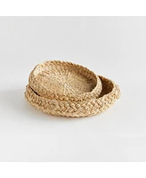 Abaca French Braided Round Decorative Trays Set of 2