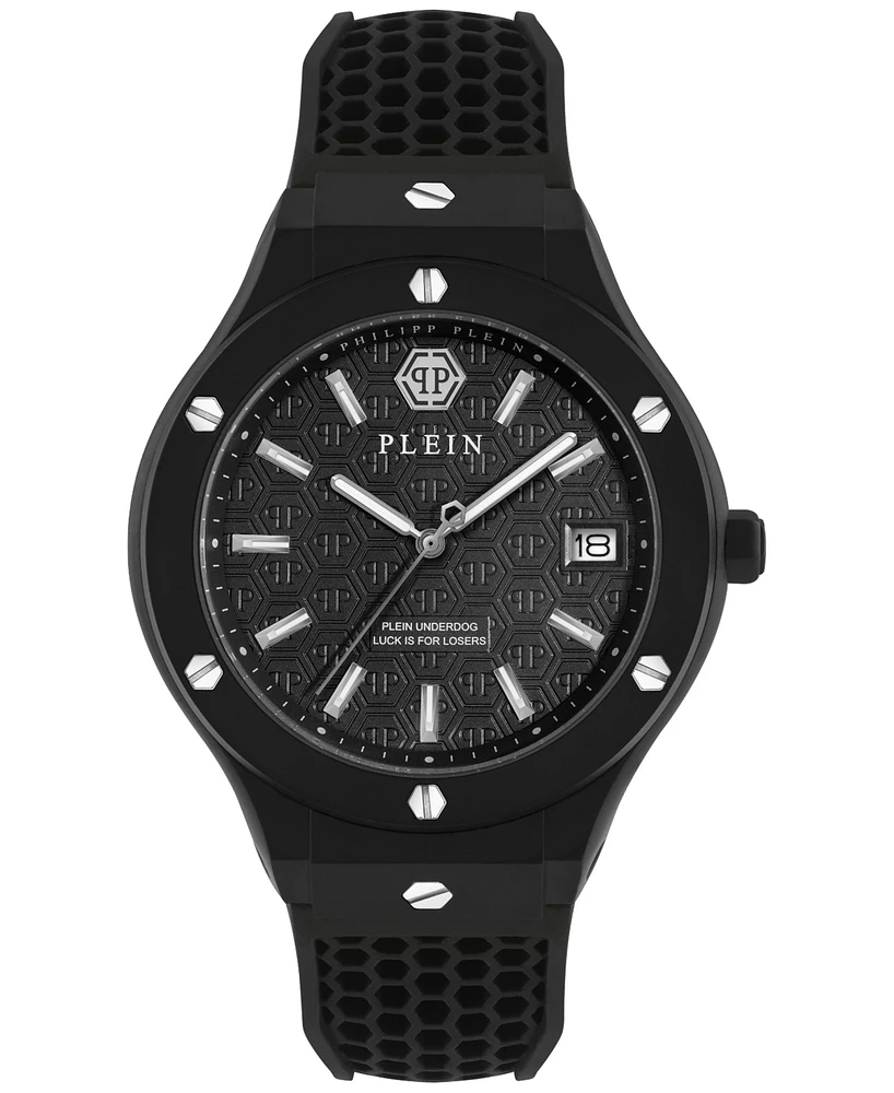 Philipp Plein Men's Underdog Black Silicone Strap Watch 44mm