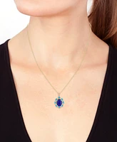 Effy Lapis Lazuli, Sleeping Beauty Turquoise & Diamond (1/4 ct. t.w.) Pendant Necklace in 14k Gold, 17" + 1" extender