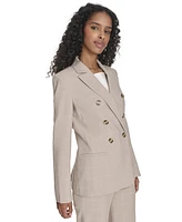 Calvin Klein Petite Windowpane Double-Breasted Blazer