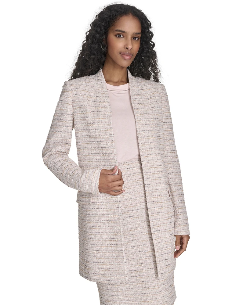 Calvin Klein Petite Tweed Open-Front Topper Jacket