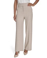 Calvin Klein Petite Windowpane Wide-Leg Pants