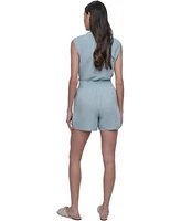 Dkny Jeans Womens Sleeveless Double Crepe Gauze Crop Top Cotton Gauze Pull On Shorts