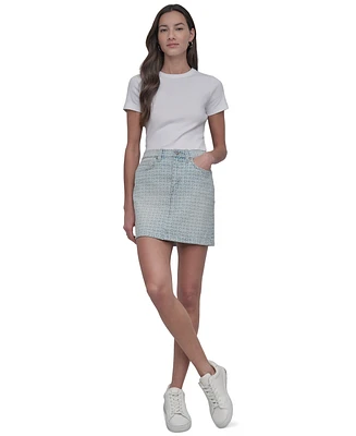 Dkny Jeans Women's Printed High-Rise Denim Miniskirt
