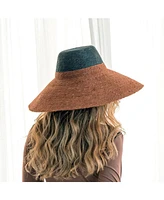 Riri Duo Jute Handwoven Straw Hat In Burnt Sienna & Black