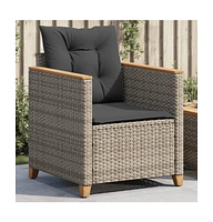 Patio Chair with Cushions Gray Poly Rattan