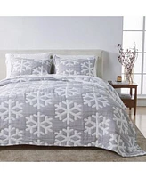 Winter Themed Snowflake Matelasse Quilt Set With Shams