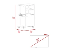 White Mdf Wood Kitchen Cart with Single Door Cabinet and Four Casters