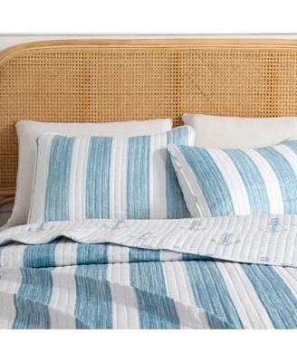 Linery Co. Stripes Anchors Microfiber Quilt Set With Shams