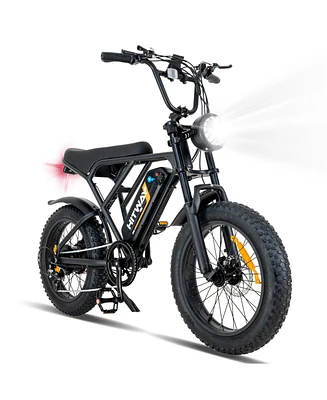 E Bike Electric Bicycle for Adults 20 Inch 4.0 Fat Tire Ebikes, 48V 15AH Mountain E-mtb Bicycle