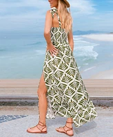 Cupshe Women's Pressed Flowers Ornate Maxi Beach Dress