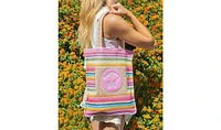 Packed Party Smiley Face Woven Rainbow Tote | Beach Bag | Work Bag