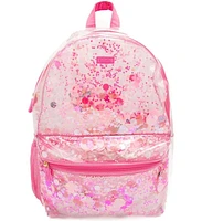 Packed Party Pink Party Clear Backpack Women's Fashion Shoulder Book Bag Confetti Backpack for Ladies for Work, Travel and More (Pink Party Collection