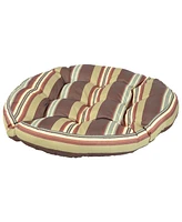 Tufted Large Round Floor Cushion - Set of 2 Unique Outdoor/Indoor Chair Cushions or Meditation 300D Olefin with Polyester Fill