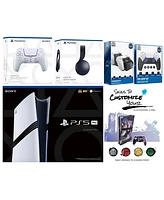 Sony Playstation 5 Pro Bundle with Black Pulse Headset, Extra Galactic Purple Controller, Fps Grip Kit, Dual Charge Dock and MightySkins Decal Voucher