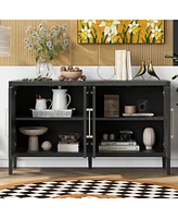 Storage Cabinet Sideboard Wooden with 4 Metal handles, Shelves and Doors for Hallway, Entryway, Living room