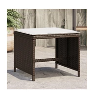 Patio Stools with Cushions 4 pcs Brown 15.7"x15.7"x13.8" Poly Rattan