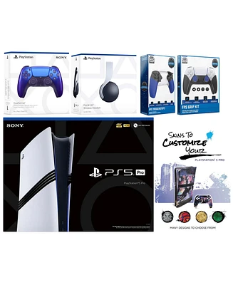 Sony Playstation 5 Pro Bundle with White Pulse Headset, Extra Volcanic Red Controller, Trigger Stop Kit