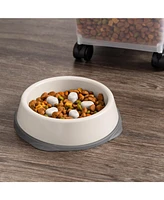 Iris Usa 30Lbs Airtight Dog Food Storage Container with 2-Cup Scoop and Slow Feeder Bowl Combo, Black